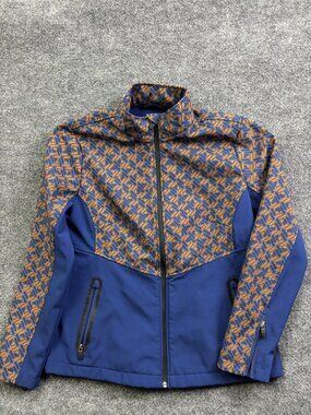 Rank 45 Jacket Womens Large Blue Geometric Print Softshell Full Zip Pockets